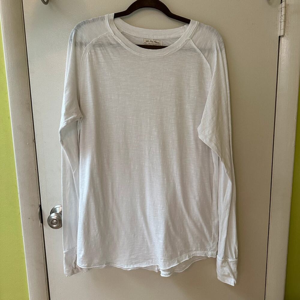 We the free white slub long sleeve tunic